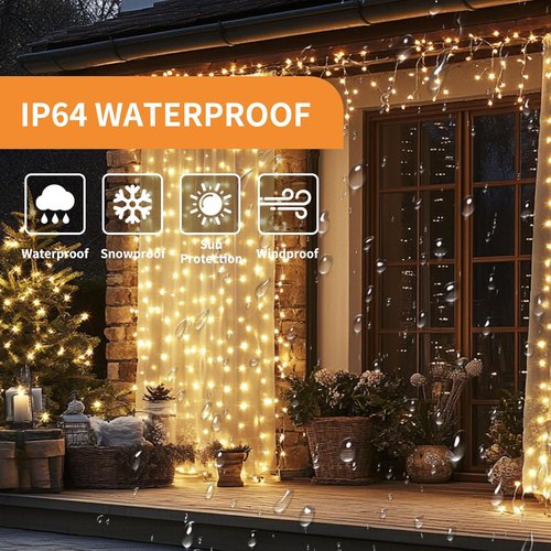 Fairy Curtain Lights - 200 LED Tangle-Free String Lights with Remote | USB Plug for Bedroom, Wedding & Home Décor - 6.6 x 6.6 Ft, Warm White