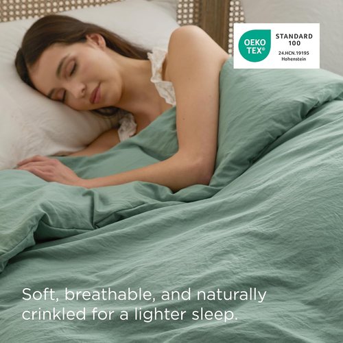 Bedsure Sage Green Duvet Cover | King Size 104x90 Inches - Extra Soft Prewashed Cotton-Like Polyester