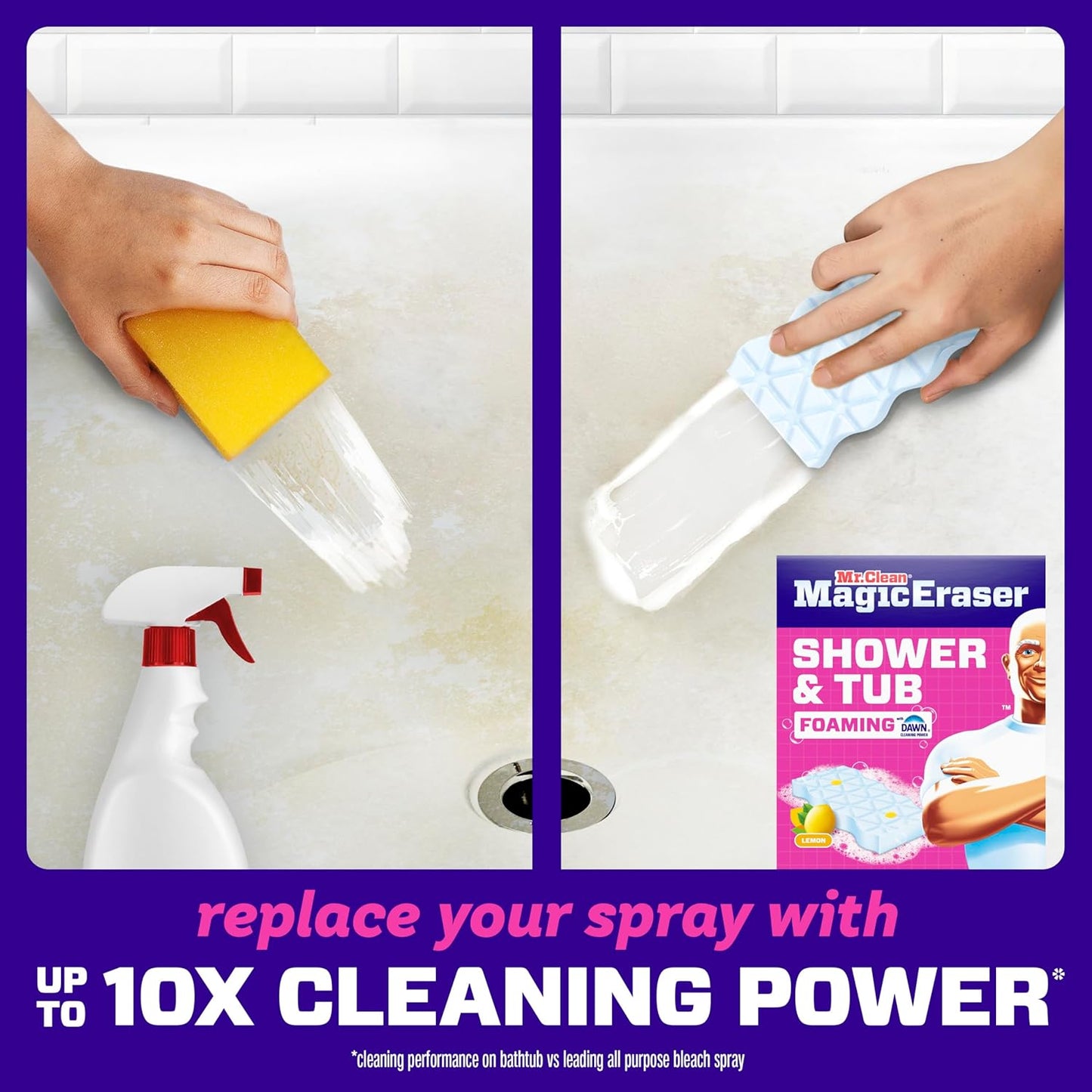 Mr. Clean Magic Eraser Sponge - Powerful Soap Scum Remover for Bathroom & Shower | 6 Count with Lemon Scent