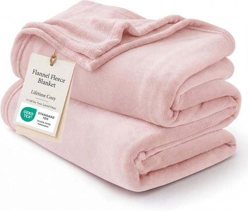 Bedsure GentleSoft Fleece Bed Blanket - Cozy Plush Microfiber Full Size Pink, 84x90 Inches