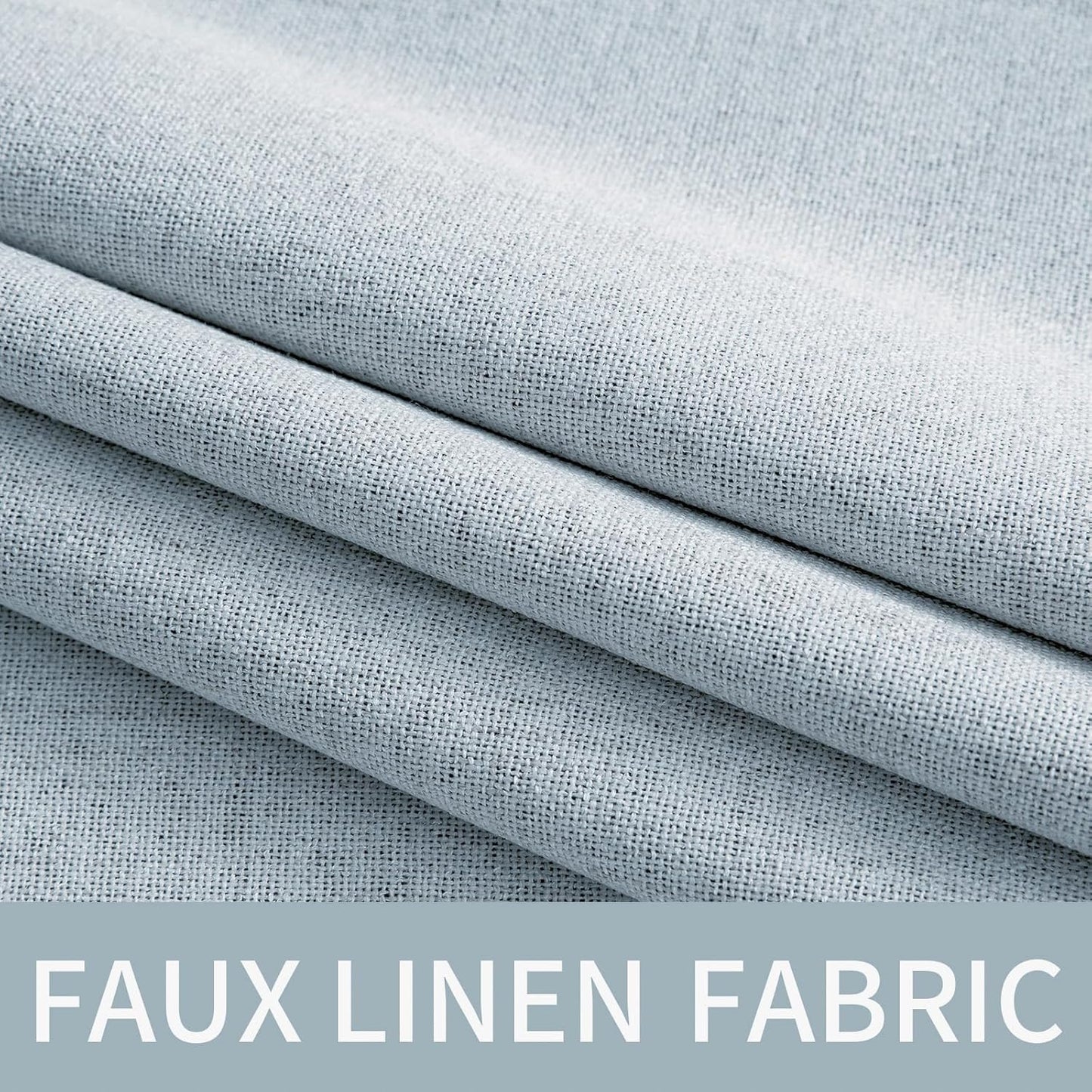 MIULEE 90-Inch Linen Textured Blackout Curtains - Thermal Insulated Chambray Blue Drapes | Luxury Room Decor (2 Panels)