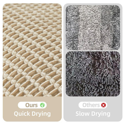 TYUU Pale Beige Bathroom Rug, Waffle Bath Mat Non Slip Washable Super Absorbent Quick Dry Boho Farmhouse Bathroom Decor, 36''x24'' Pale Beige