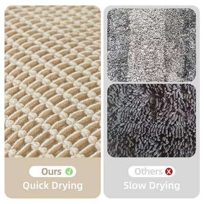 TYUU Pale Beige Bathroom Rug, Waffle Bath Mat Non Slip Washable Super Absorbent Quick Dry Boho Farmhouse Bathroom Decor, 48''x24'' / 4'x2' Pale Beige