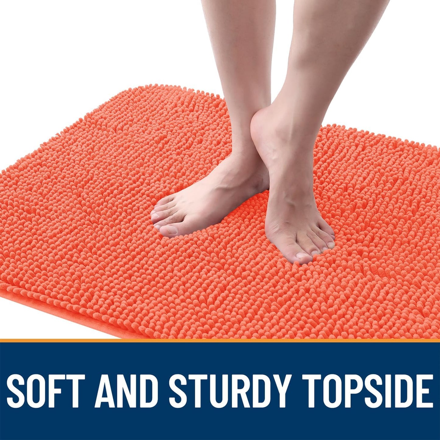 OLANLY Dog Door Mat - Absorbent Non-Slip Mud Mat for Indoor Use | Quick Dry Chenille, 36x24, Coral