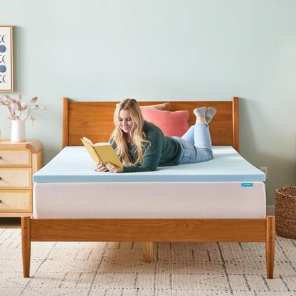 Linenspa Memory Foam Mattress Topper, Queen Size - 2 Inch Gel Infused Memory Foam - Plush Feel - Cooling and Pressure Relieving - CertiPUR Certified
