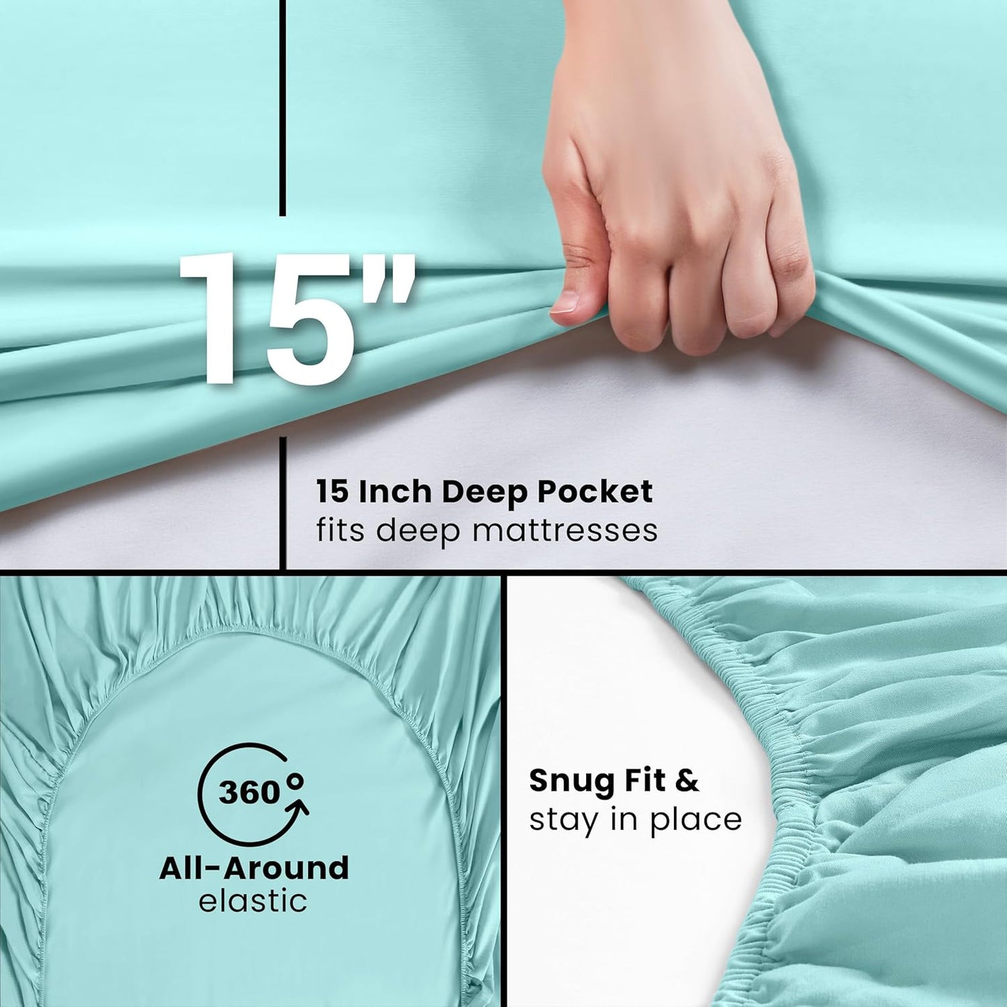 Utopia Bedding Twin XL Fitted Sheets - Soft Brushed Microfiber - Deep Pockets - Spa Blue (Pack of 2)