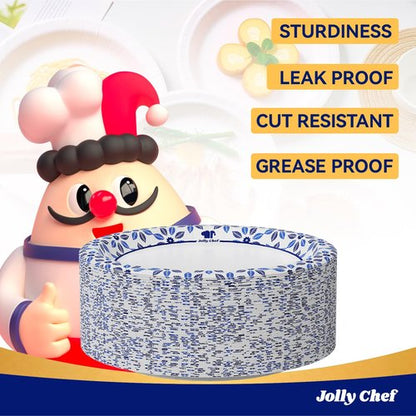 JOLLY CHEF 10 inch Disposable Paper Plates 140 Count, Soak Proof, Cut Proof, Heavy Duty Paper Plates for Everyday Use