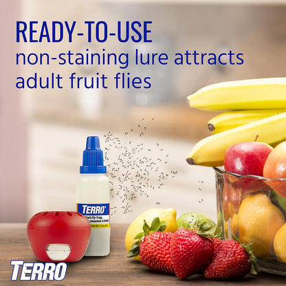 Terro T2502 Indoor Fruit Fly Trap - Ready-to-Use with Built-In Window | 2 Traps + 90-Day Lure Supply