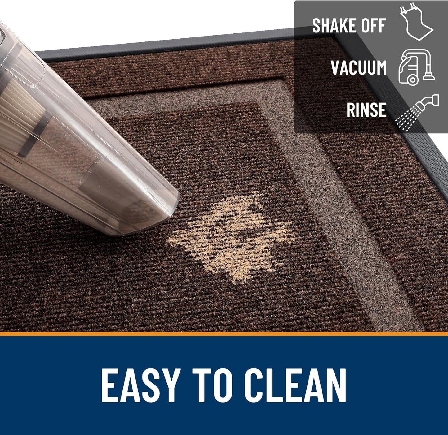 OLANLY Waterproof Front Door Mat - All-Season, Sturdy Natural Rubber, Easy Clean | 29.5x17, Dark Brown
