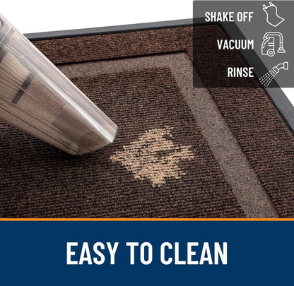 OLANLY Indoor Outdoor Front Door Mat - Waterproof All-Weather Doormat, Easy Clean, 47x32, Dark Brown