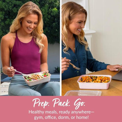 Bentgo Prep - 20-Piece Reusable Meal Prep Containers | Durable, BPA-Free, Microwave & Dishwasher Safe (Blush Pink)