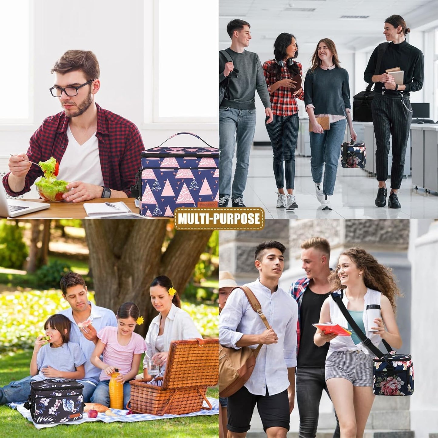 Skiennix Insulated Lunch Box - Leakproof Cooler Bag with Multi Pockets & Adjustable Strap | Perfect for Work, Beach & Picnic