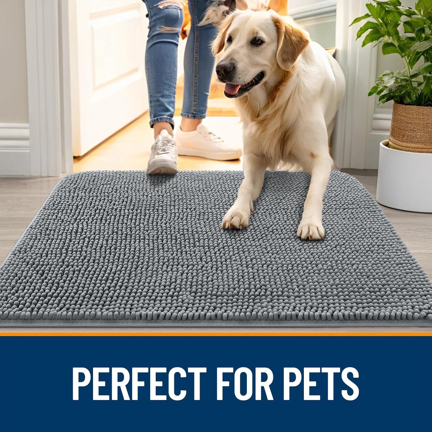 OLANLY Dog Door Mat Set - 3-Piece Bundle with 30x20 Size in Grey for Easy Cleaning & Durability