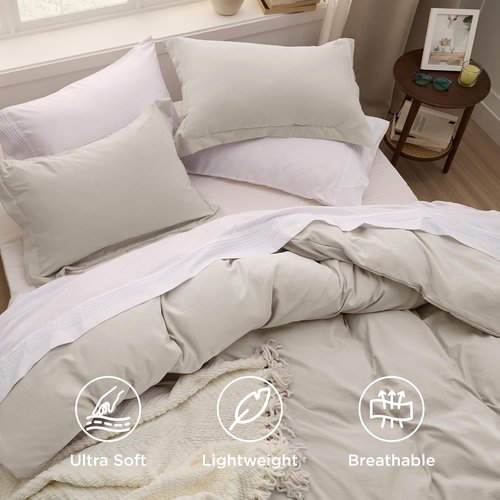 Bedsure Duvet Cover Set - Full Size 3-Piece Soft Cotton-Like Bedding | 80x90 Inches with Zipper Closure