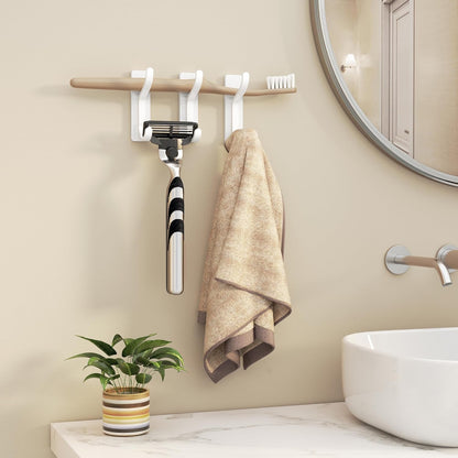 Pickpiff Adhesive Wall Coat Hooks - Heavy-Duty Stick-On Metal Hangers for Towels, Bags & Clothes | 10 Pack, White