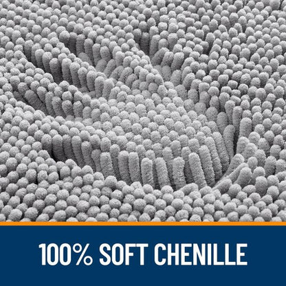 OLANLY Bathroom Rugs 44x32, Extra Soft Absorbent Chenille Bath Rugs, Rubber Backing Quick Dry, Machine Washable Bath Mats for Bathroom Floor, Tub and Shower, Home Decor Accessories, Grey