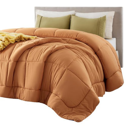 Bedsure Comforter Duvet Insert - Quilted Comforters Twin Size, All Season Duvet, GentleSoft Down Alternative Bedding, with 8 Tabs, Gifts for Women/Men, Burnt Orange, Twin 88 x 68 Inches