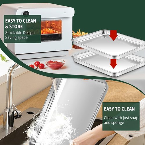 CEKEE 10-Inch Stainless Steel Baking Sheet Set - 4 PCs with Wire Racks, Rust & Warp Resistant, Easy Clean
