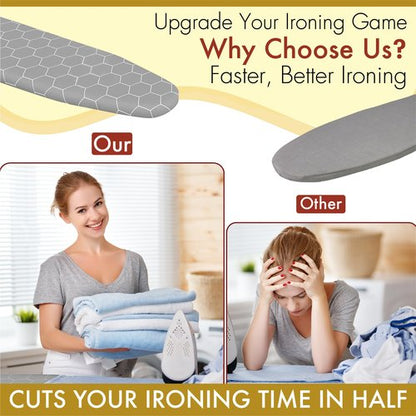 arteneur Ironing Board Cover and Pad 15x54 - Made in Germany Iron Board Cover with Heat Reflective Aluminum Coating and Padding- Heavy Duty Iron Board Cotton Cover with Elastic Drawstring Stretch Fit
