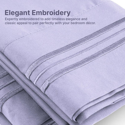 Queen Pillow Cases Set of 4 - Ultra Soft Hotel Quality Pillowcase Covers - Comfy, Cozy & Wrinkle Free - Shrinkage, Stain & Fade Resistant - Machine Washable Pillow Protectors - 4 Piece Set - Lavender