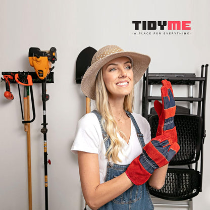 TIDYME Garage Wall Organizer - 64" Heavy-Duty Tool Storage Rack | Adjustable Double-Layer Hooks | 400 lbs Capacity