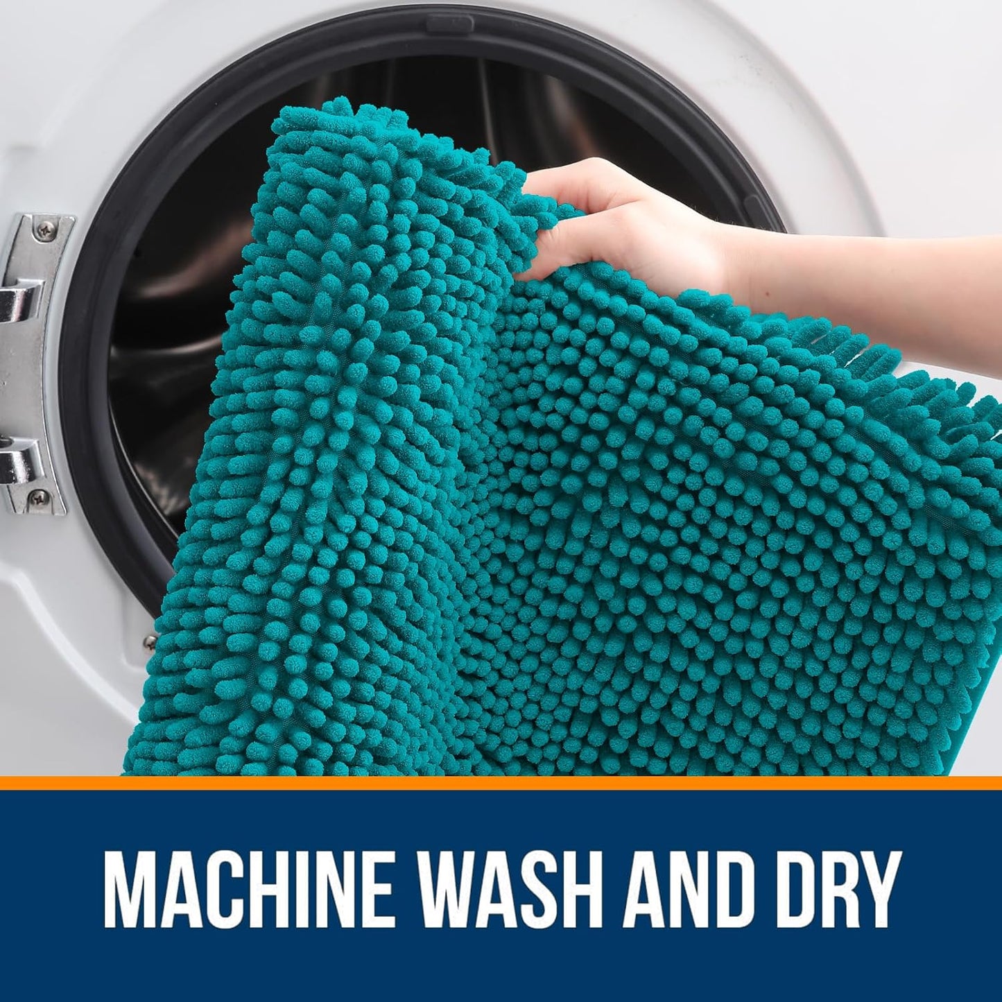 OLANLY Chenille Bath Rugs - Extra Soft & Absorbent | 36x24, Quick Dry, Machine Washable, Deep Lake