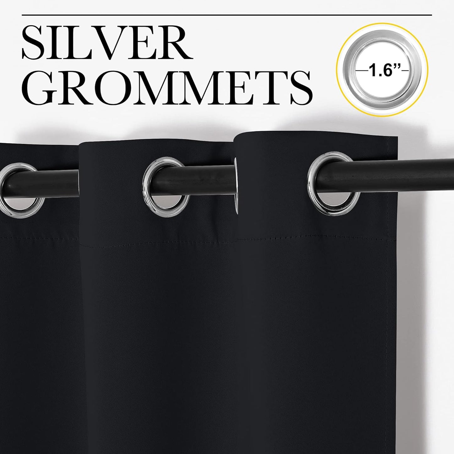 NICETOWN Blackout Curtains - Thermal Insulated Drapery Panels, 2-Pack, 29" Wide x 40" Long, Solid Black