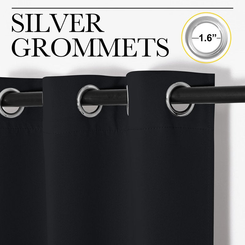 NICETOWN Bathroom Blackout Curtains and Drapes, Black Solid Thermal Insulated Grommet Blackout Drapery Panels for Window (2 Panels, 55 inches Wide by 68 inches Long, Black)