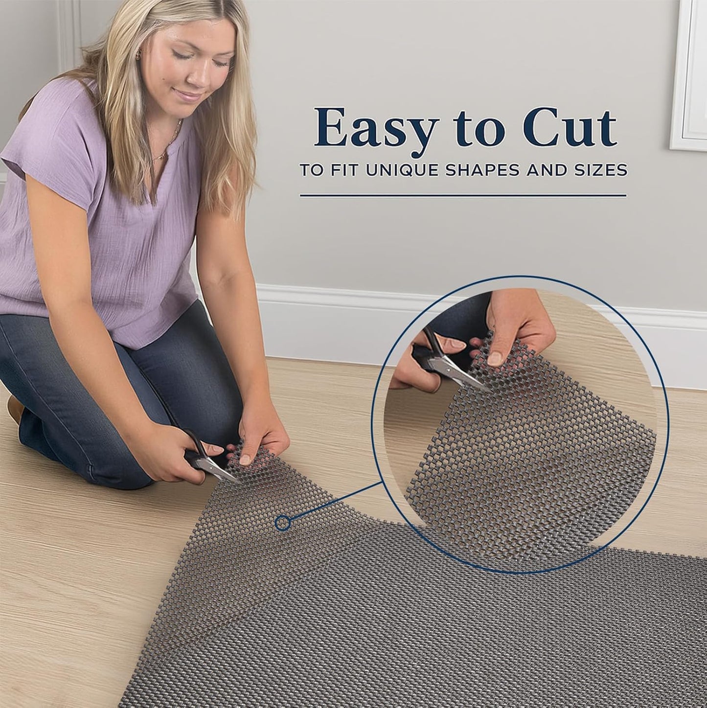 Veken Rug Pad Gripper - Non-Slip 3x5 Ft Thick Mat for Hardwood & Tile Floors - Dark Grey Anti-Skid Solution