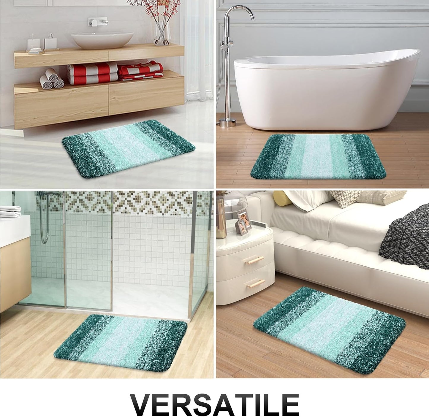 OLANLY Bathroom Runner Rug - Extra Soft Microfiber Mat with Rubber Backing | 47x20 Inches, Quick Dry, Blackish Green