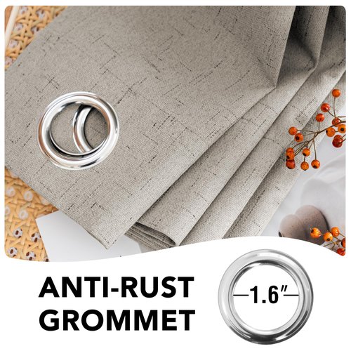 H.VERSAILTEX Linen Blackout Curtains 96 Inches, 100% Absolutely Blackout Thermal Insulated Textured Linen Look Curtain Draperies Anti-Rust Grommet with White Liner, 2 Panels, Stone