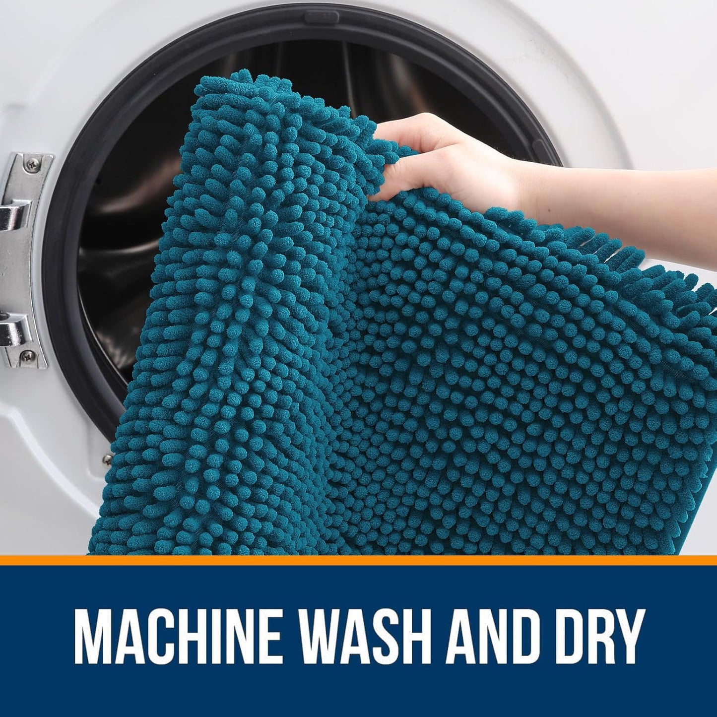 OLANLY Bathroom Rugs - Extra Soft Chenille Bath Mats | Quick-Dry, Machine Washable, 59x20, Peacock Blue