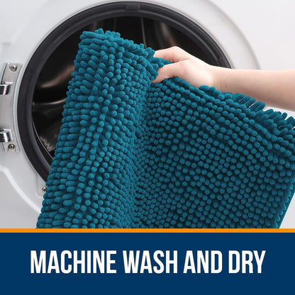 OLANLY Bathroom Rugs - Extra Soft Chenille Bath Mats | Quick-Dry, Machine Washable, 59x20, Peacock Blue