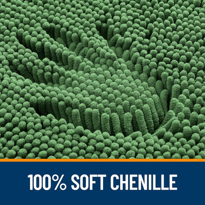 OLANLY Large Bath Rugs - Extra Soft Chenille, Quick-Dry, Machine Washable | 40x32, Olive Green