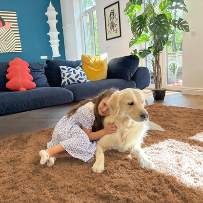 OLANLY Small Bedside Rug - Soft, Machine Washable Shaggy Throw Rug for Bedroom & Nursery | Khaki