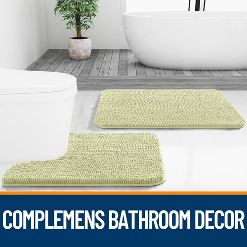 OLANLY Bathroom Rugs 24x16, Extra Soft Absorbent Chenille Bath Rugs, Rubber Backing Quick Dry, Machine Washable Bath Mats for Bathroom Floor, Tub and Shower, Home Decor Accessories, Vanilla