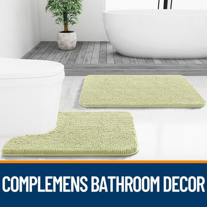 OLANLY Bathroom Rugs 24x16, Extra Soft Absorbent Chenille Bath Rugs, Rubber Backing Quick Dry, Machine Washable Bath Mats for Bathroom Floor, Tub and Shower, Home Decor Accessories, Vanilla