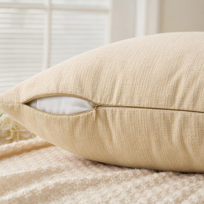 MIULEE Beige Couch Pillow Covers - Soft Chenille Decorative Throw Pillows | 18x18 Inch, Set of 2 for Sofa & Living Room