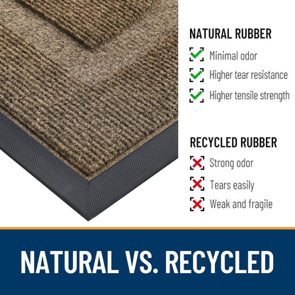 OLANLY Half Circle Door Mat - Waterproof All-Season Doormat for Indoor/Outdoor Use | 36x24, Brown