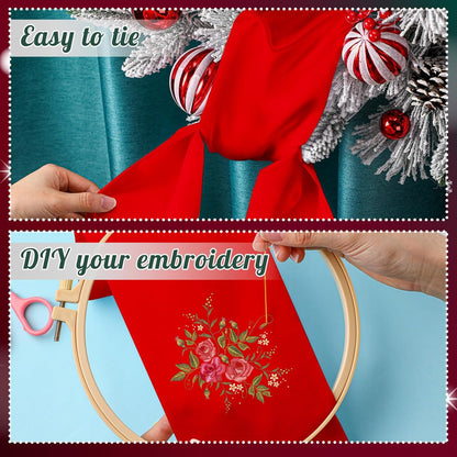 VitalCozy Wreath Sash - Embroidered Monogram Satin Ribbon for Front Door | 4.5'' X 56'', Red