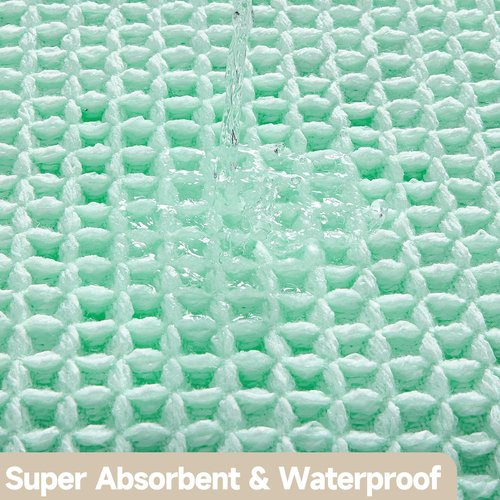TYUU Waffle Bath Mat, Boho Bathroom Rugs Non Slip Washable Super Absorbent Quick Dry Cute Bath Mat Farmhouse Bathroom Decor, 36"x24" Aqua Blue