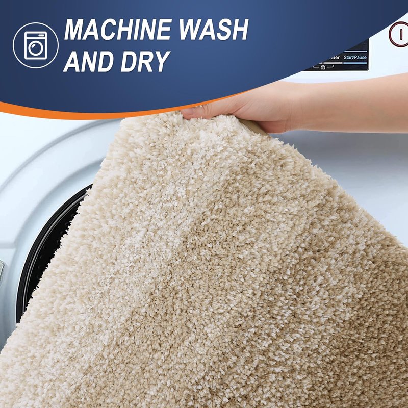 OLANLY Bathroom Rugs Mat 34x21, Extra Soft Absorbent Microfiber Bath Rugs, Rubber Backing, Quick Dry, Machine Washable Bath Mats for Bathroom Floor, Tub and Shower, Home Decor Accessories, Tan