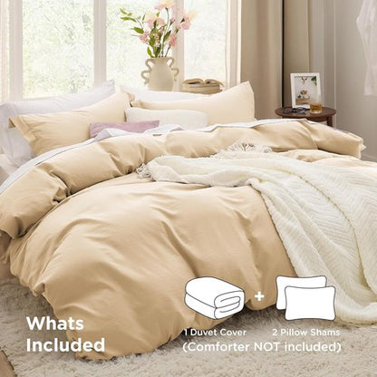 Bedsure Alabaster Gleam Duvet Cover Set - Extra Soft Full Size Bedding, 3 Pieces with Zipper Closure, 80x90 Inches