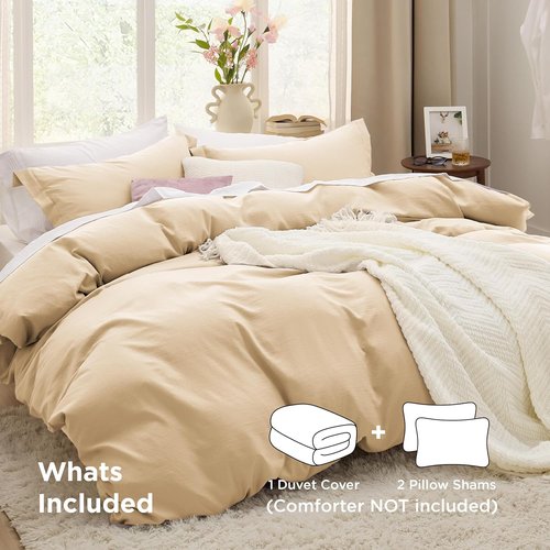 Bedsure King Size Duvet Cover Set - 3 Pieces Extra Soft Prewashed Bedding in Alabaster Gleam, 104x90 Inches