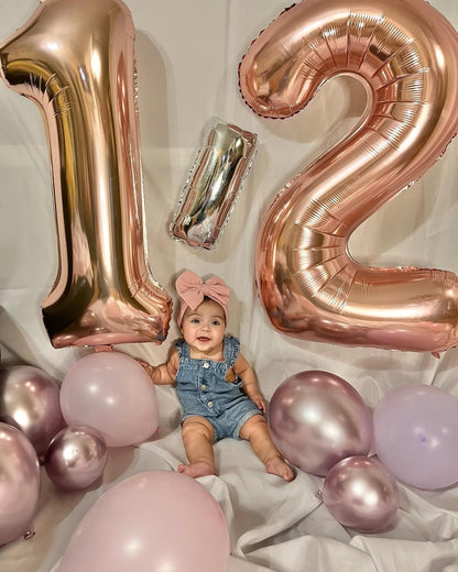 Rose Gold Number 12 Balloon - 40 Inch 12th Birthday Decorations for Girls & Boys