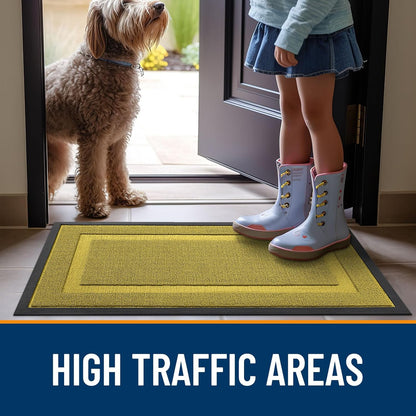 OLANLY Waterproof Front Door Mat - All-Season Indoor/Outdoor Doormat, Easy Clean, 71x23, Lime Green