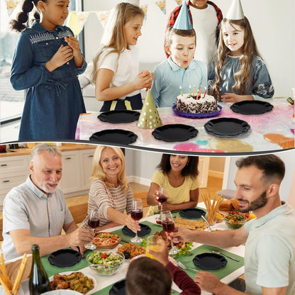 Skiennix 30 Pack Bow Cake Toppers - Elegant Black Paper Plates Included | Perfect for Parties