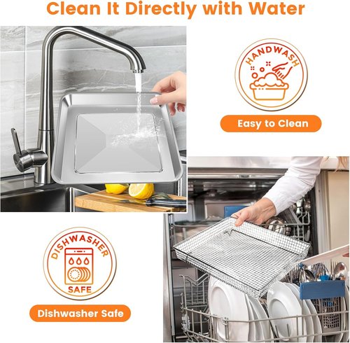 Cuisinart Air Fryer Accessories - 2 Pack Basket Tray Set | 12.2"x11" Stainless Steel for Perfect Grilling