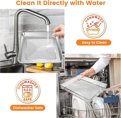 Cuisinart Air Fryer Accessories - 2 Pack Basket Tray Set | 12.2"x11" Stainless Steel for Perfect Grilling