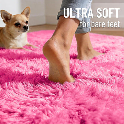 OLANLY Soft Fluffy Shaggy Runner Rugs - Machine Washable Indoor Carpet for Hallway & Bedroom | Hot Pink